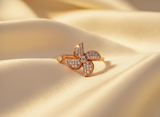 Rose Gold Floral CZ Adjustable Ring for Women
