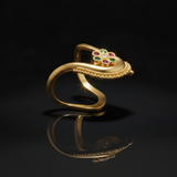 Elegant Navratna Floral Adjustable Ring for Women
