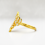 Elegant Marquise Crystal Leaf Adjustable Ring for Women