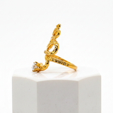 Designer Anti-Tarnish Serpent Coil Ring with CZ Stone