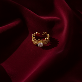 Luxury Flower Blossom Adjustable Ring with Sparkling CZ for Women