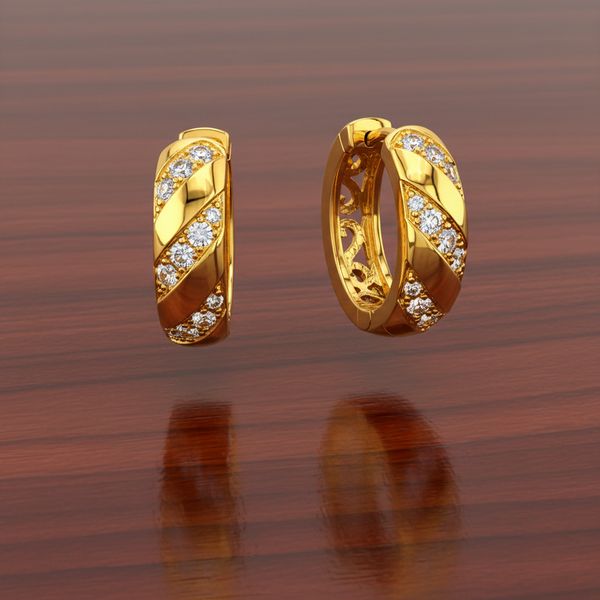 NXGOLD Twisted Crystal Gold-Toned Huggie Hoop Earrings for Women