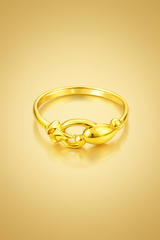 NXGOLD Elegant Gold Women’s Ring with Leaf & Loop Design