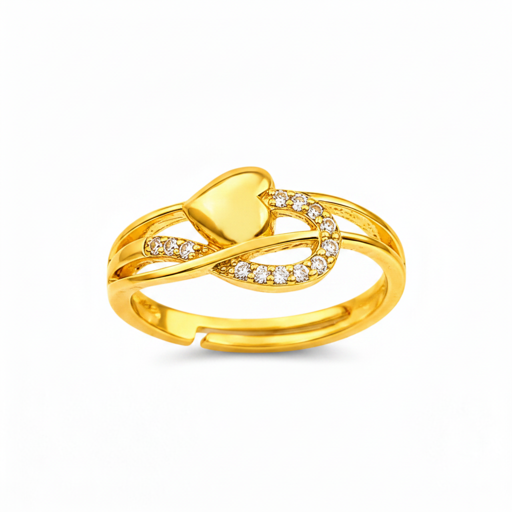 Elegant Heart & Infinity Cubic Zirconia Open Ring