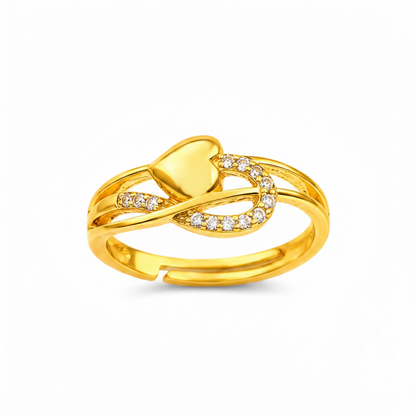 Elegant Heart & Infinity Cubic Zirconia Open Ring