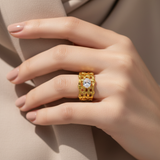 Elegant Anti-Tarnish Woven Pattern Ring with CZ Stone
