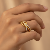 Elegant Wave Infinity Stone Studded Ring for Women