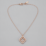 Rose Gold Crystal Clover Pendant Necklace for Women