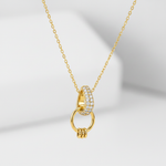 Golden Crystal Link Pendant Necklace for Women