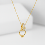 Golden Crystal Link Pendant Necklace for Women
