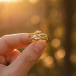 NXGOLD Infinity Leaf CZ Adjustable Ring for Women