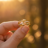 NXGOLD Infinity Leaf CZ Adjustable Ring for Women
