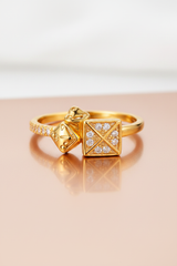 NXGOLD Royal Geometric Diamond Accent Gold Ring for Women