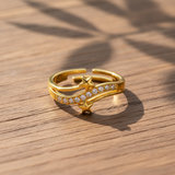 Elegant Star Open Ring with Cubic Zirconia Stones