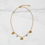 Golden Bloom Crystal Drop Necklace