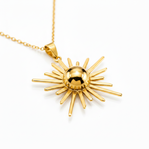 Golden Solstice Sun Necklace for Women