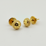 NXGOLD Textured Round Gold-Toned Stud Earrings for Women