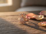 Rose Gold Sunflower Crystal Ring for Women