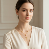 Golden Love Heart Lariat Necklace for Women