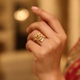 Spiritual Om CZ Open Ring for Women & Girls