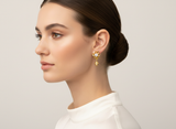 GoldNX Floral Crystal Drop Gold-Toned Stud Earrings for Women