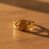 Elegant Leaf Embrace Crystal Ring for Women