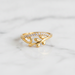NXGOLD Nature Inspired Leaf Open Ring with Cubic Zirconia
