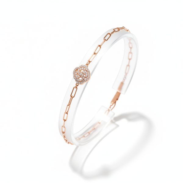 Elegant Rose Bloom CZ Sterling Silver Bracelet for Women