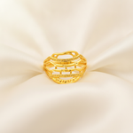 Modern Lattice Gold Finish Ring for Women