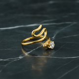 Trendy Snake Style Adjustable Ring with Crystal CZ Stone