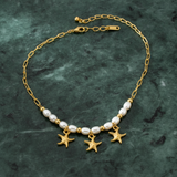 Dainty Starfish Pearl Beaded Necklace for Women & Girls