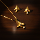 Triangle Sparkle Pendant Necklace Set for Women
