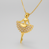 Premium Ballerina Pendant Necklace with CZ Stones