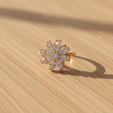 Luxury 360° Rotating Floral Blossom Adjustable Ring with Sparkling CZ