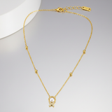 Elegant Gold Bead Chain Necklace with Pearl Pendant