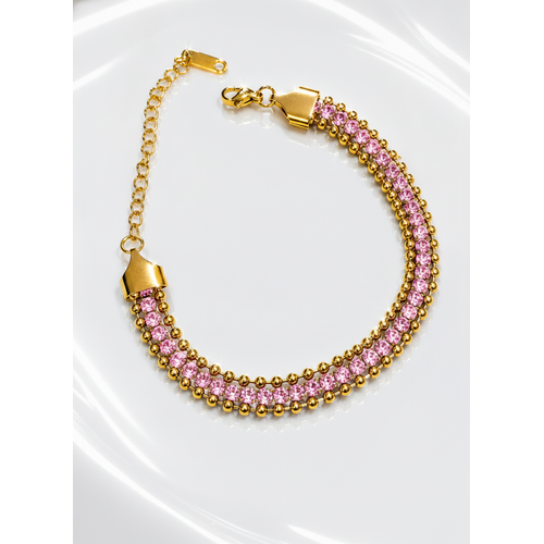 NXGOLD Designer Pink Cubic Zirconia Bracelet for Girls & Women