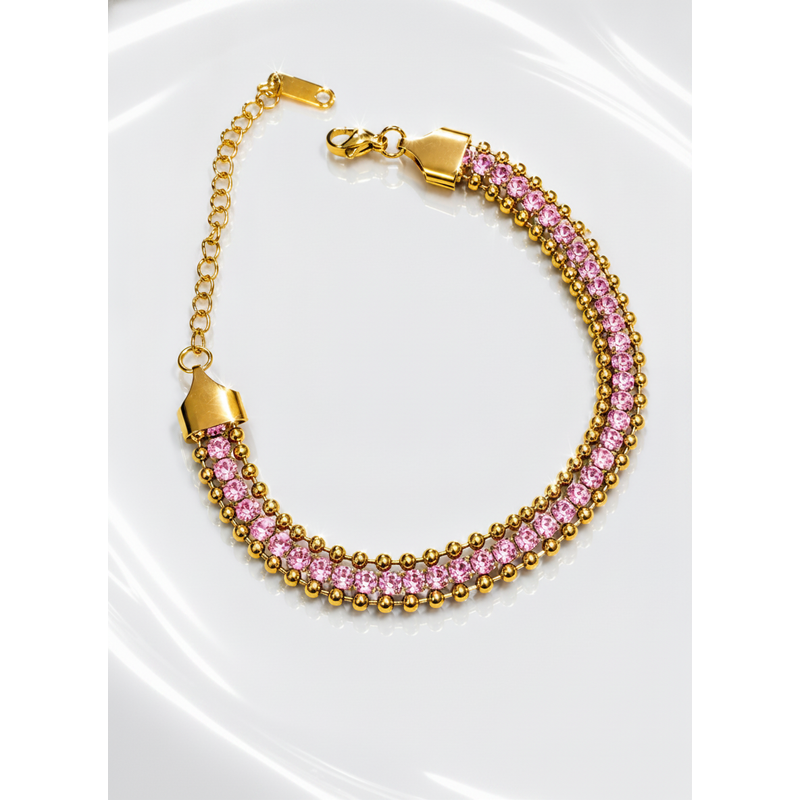 NXGOLD Designer Pink Cubic Zirconia Bracelet for Girls & Women