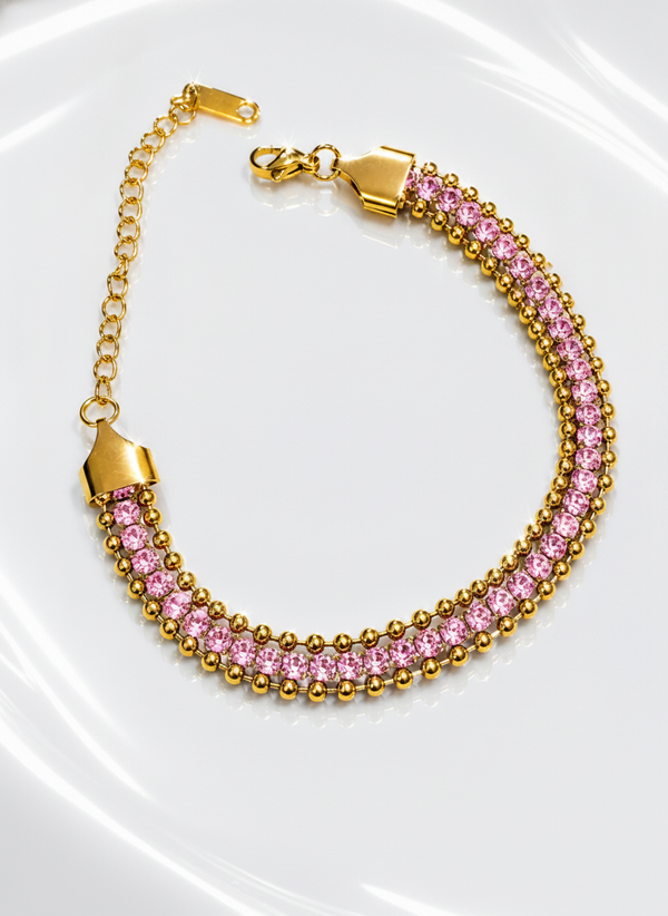 NXGOLD Designer Pink Cubic Zirconia Bracelet for Girls & Women