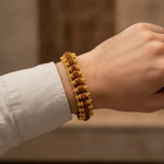 Premium Rudraksha Beaded Gold Bracelet with Dual Chain Design