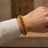 Premium Rudraksha Beaded Gold Bracelet with Dual Chain Design
