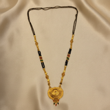 NXGOLD Royal Heritage Black Bead Mangalsutra with Antique Peacock Pendant