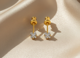 NXGOLD Solitaire Crystal Gold-Toned Stud Earrings for Women