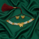 Elegant Butterfly Pearl Choker & Earrings Set