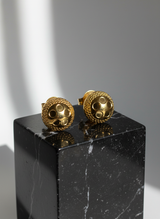 GoldNX Textured Gold-Toned Round Stud Earrings for Women