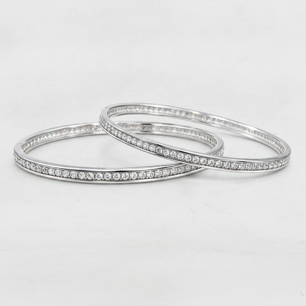 925 Silver Diamond-Look CZ Bangles for Women