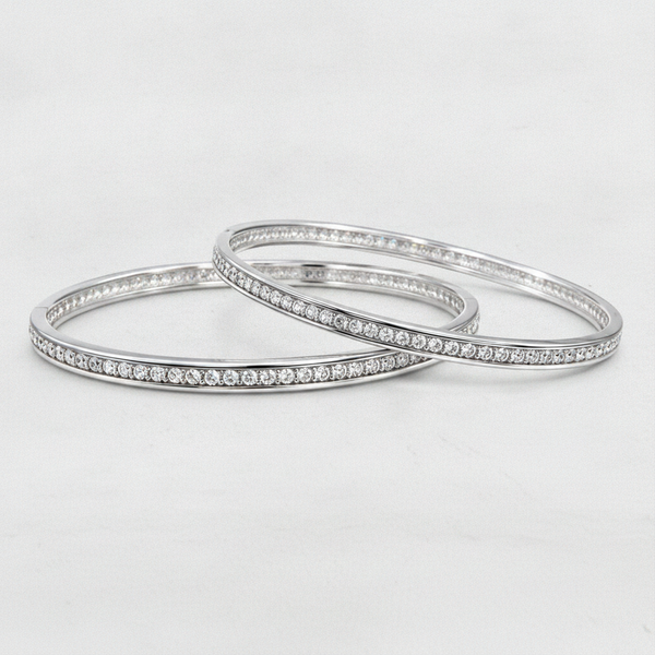 925 Silver Diamond-Look CZ Bangles for Women