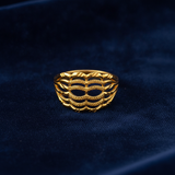 Elegant Wave Filigree Gold Plated Ring for Women