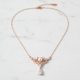 Elegant Pearl Crown Pendant Necklace in Rose Gold