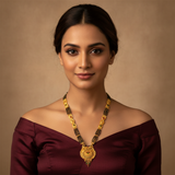 Ethnic Mangalsutra with Intricate Floral Temple Pendant