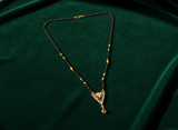 Designer Triangle CZ Stone Mangalsutra with Ruby Drop Pendant for Women